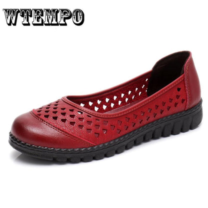 Peas Shoes Round Toe Women Flats Hollow Out Casual Women Shoes Women Sandals