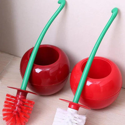 Toilet Brush and Holder Cute Cherry Shape WC Toilet Brush Cleaning Brush for Bathroom Lavatory Long Handle Toilet Bowl Brush