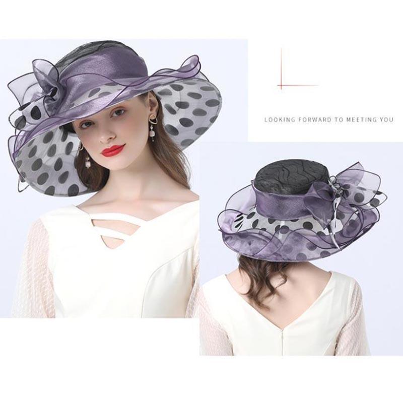 Polka Dot Big Brim Hat Women's European and American Style Street Casual Sunshade Fashion Decorative Hat