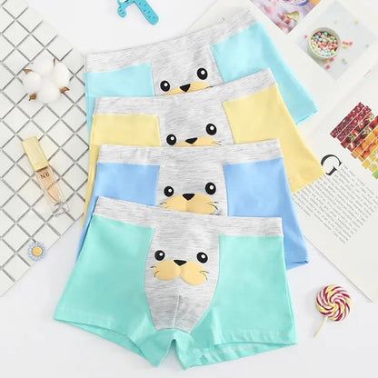 4 PC Boys Boxer Underwear for Kids Cotton Underpanties Bottoms Boys Clothes for 3 -14 Years Old