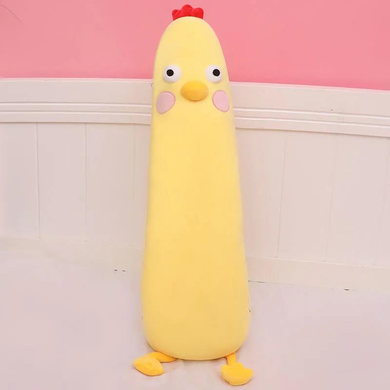 Lovely Little Yellow Chicken Plush Doll Bed Long Pillow Sleeping Doll Cute Soft Children Plush Toys Birthday Gift