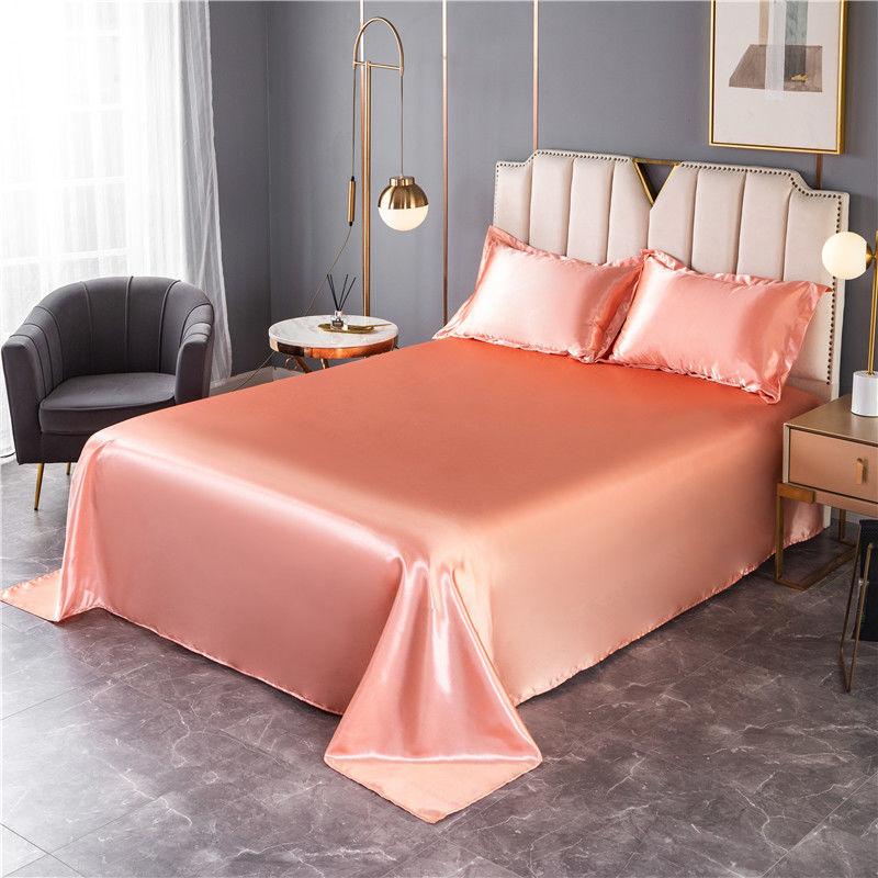 1.8m/2m Queen King Bed Sheet Summer Washable Ice Silk Sheets Silky Bedding