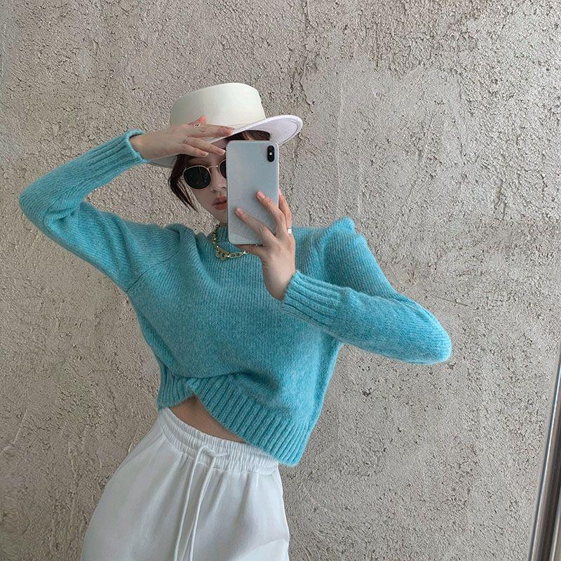 Cropped Sweater Women Fashion Knitted Jumper Pullover Sweaters Autumn Winter New Fashion Long Sleeve Casual Tops Women Knitwear Clothes