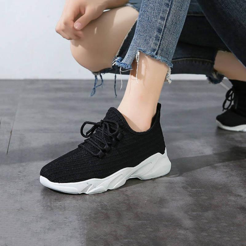 Mesh Women Shoes Breathable Flat Shoes Casual Ladies Lace-up Sneakers Autumn Single Shoes All-match Sports Running Shoes