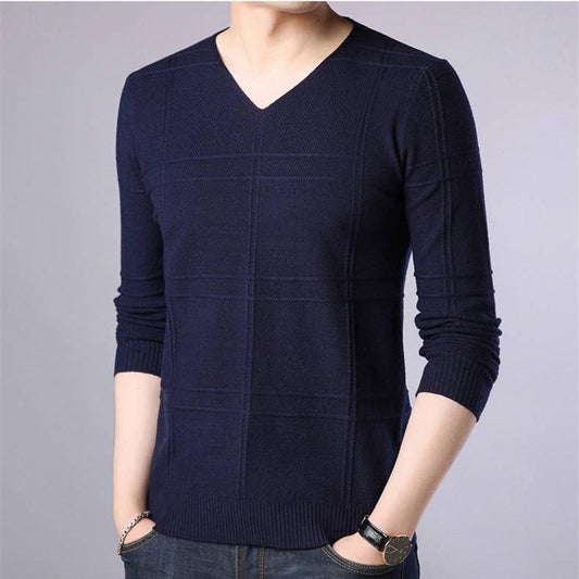 Autumn Winter Men's Sweater Men's V-Neck Casual Sweater Men's Slim Fit Brand Knitted Pullovers