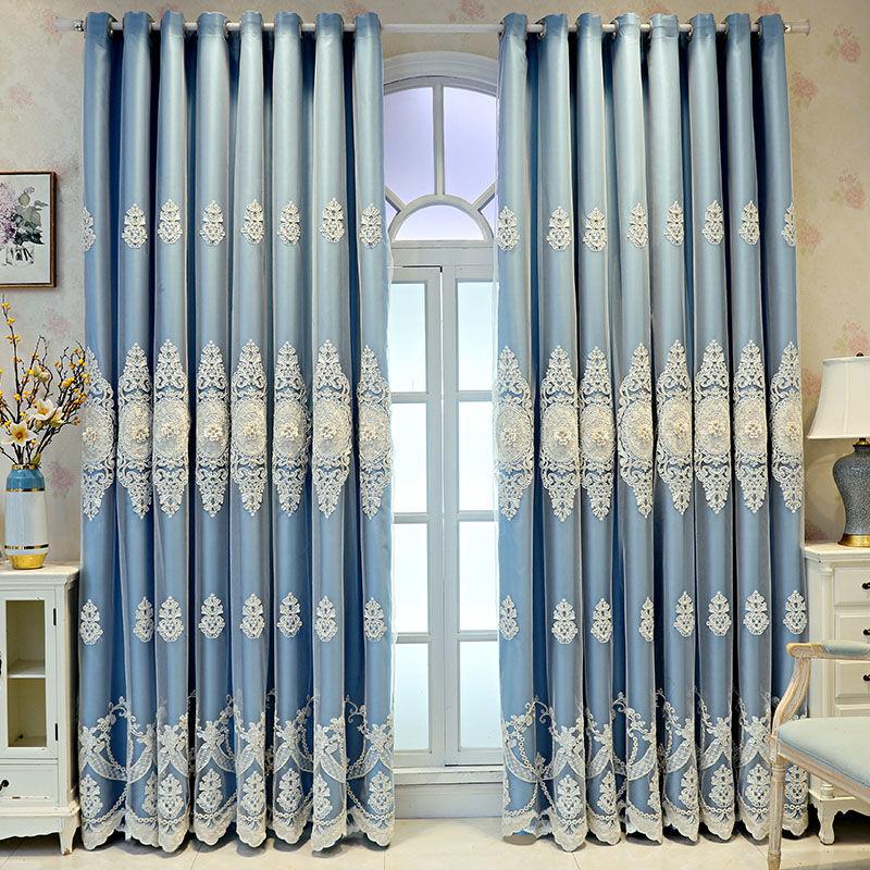 Embossed High-end Embroidered Curtains Thicken Shading Cloth for Living Room and Bedroom Shading Curtains (175×270cm)