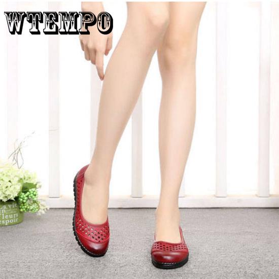 Peas Shoes Round Toe Women Flats Hollow Out Casual Women Shoes Women Sandals