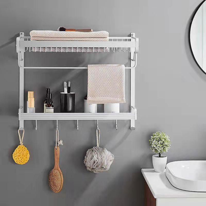 Bathroom Towel Rack Vanity Storage with Hooks Wall-mounted Toilet Racks Towel Rack Kitchen Organizer Wash Storage Rack