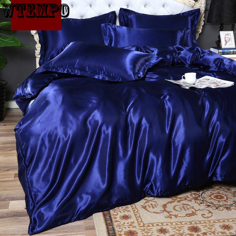 Four-piece Set of Wed Bed Set Pillowcase Couvre Lit Luxury Wrinkle Home Ptian Cotton Satin