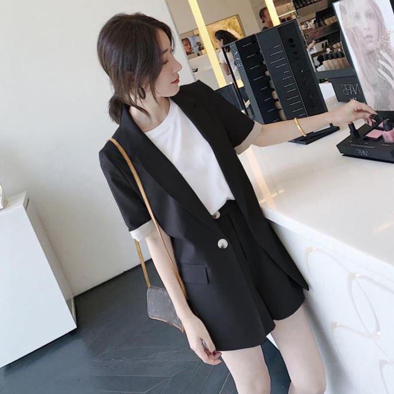 Summer Temperament Short-sleeved Small Suit Jacket Female Shorts Casual Suit Two-piece Suit Casual Suit Suit Elegant Temperament