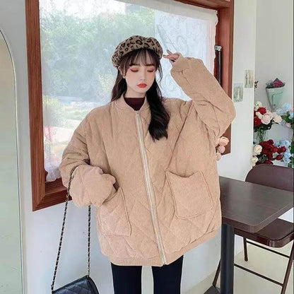 Corduroy Cotton-padded Jacket Women's Winter Popular Loose Padded Cotton-padded Jacket