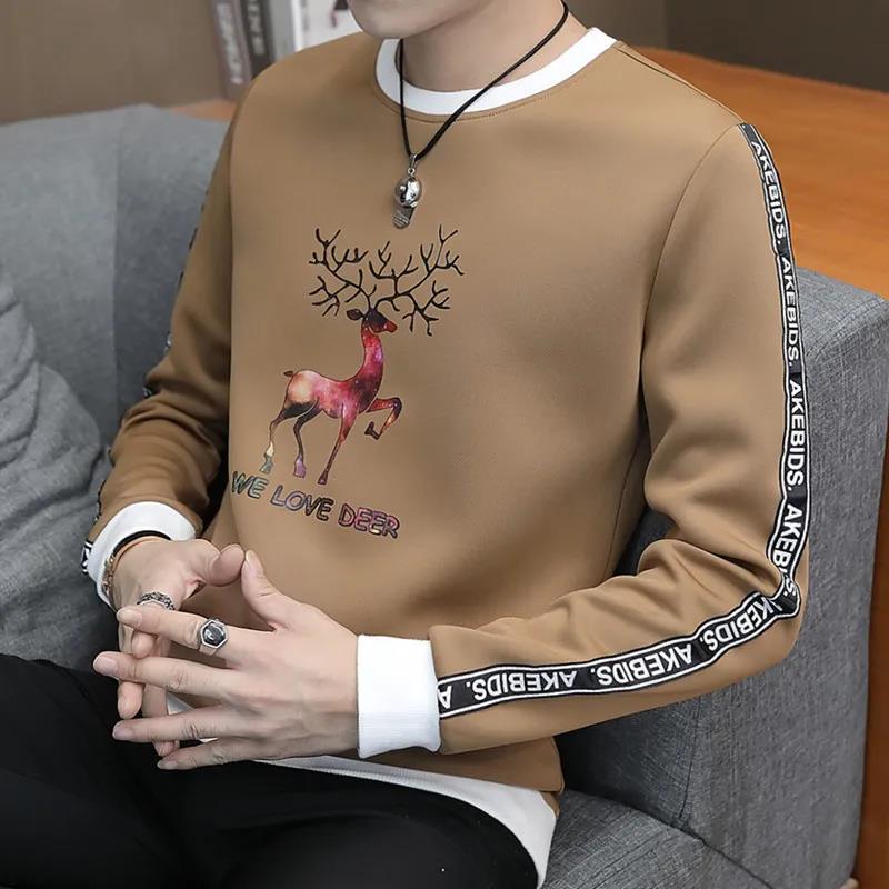 Spring and Autumn Long-sleeved T-shirt Men's Slim Trend Sweater Men's Plus Size Wild T-shirt