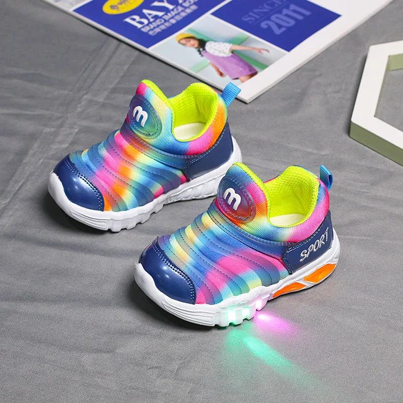 Children's Shoes Sports Shoes Light-up Shoes Spring and Autumn Breathable Baby Toddler Shoes Children's Soft-soled Baby