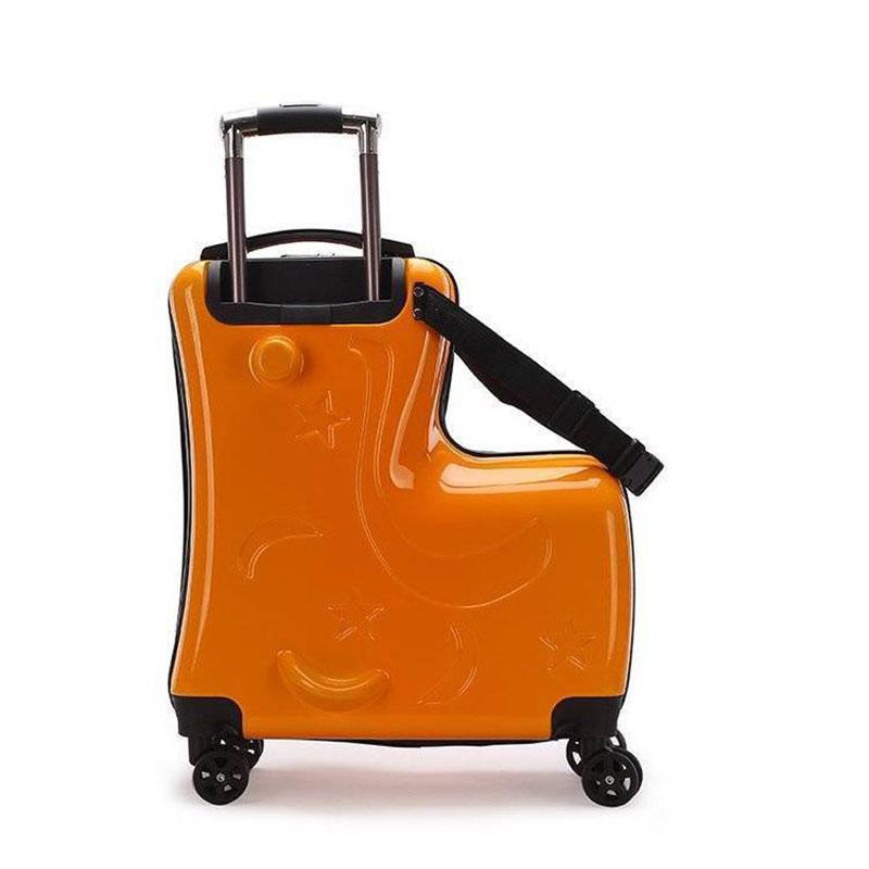 Children's Seated Wheeled Suitcase Seat Belt 20 Inch Sliding and Rolling Suitcase Boy Girl Travel Luggage Trunk