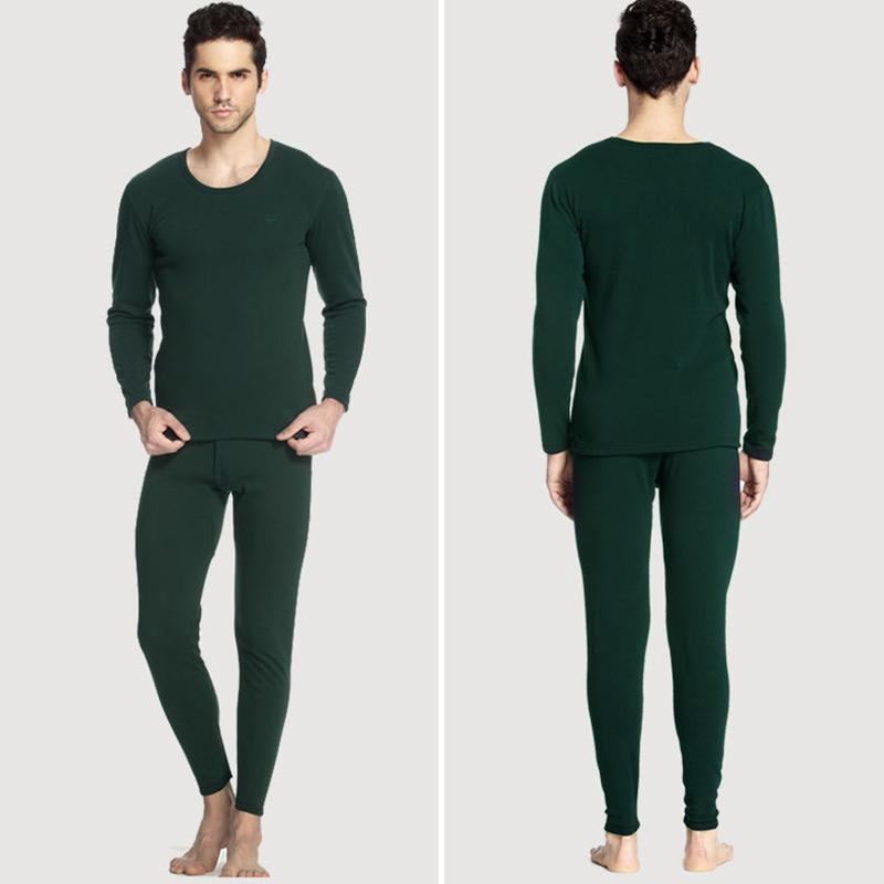 Men Winter Autumn Plus Velvet Thicken Thermal Underwear Tight Suit High Elasticity Wearable Soft Lining O-neck Pajamas Spring Long Sleeve Breathable