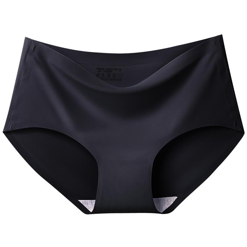 4Pcs/Set Ice Silk Seamless Underpants Women's Mid-waist Large Size Solid Color Thin Soft Briefs