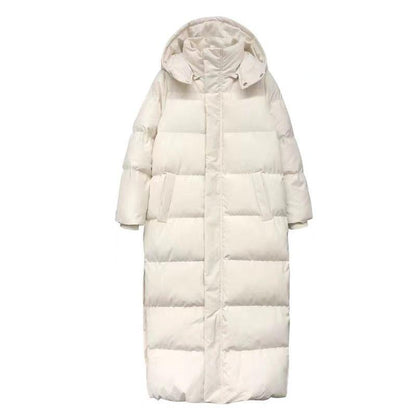 Long Straight Over-the-knee Down Padded Jacket Women's Cotton-padded Jacket Loose Hooded Padded Padded Jacket Warm Winter Padded Jacket