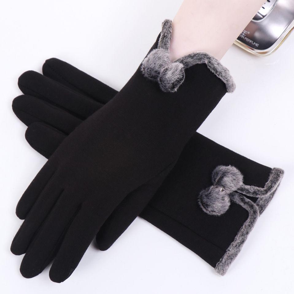 Leather gloves Woman Trend fashion gloves Plush Cotton gloves Windproof gloves Winter Warm gloves