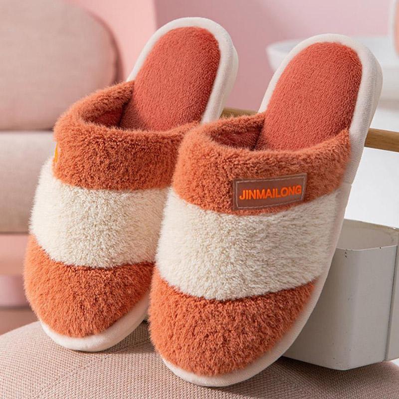 Cotton Slippers for Men and Women Fall/winter Indoor Plus Velvet Padded Non-slip Household Slippers