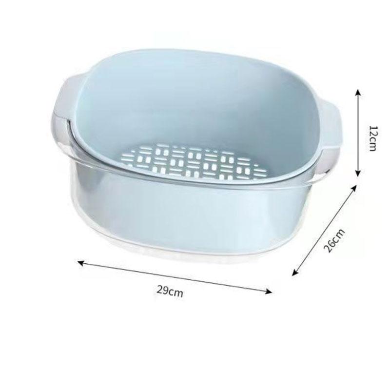 Double Layer Drain Basket Kitchen Multi-function Sink Drain Basket Fruit Blue Basket Fruit Plate Drain Rack Basket Kitchen Organizer