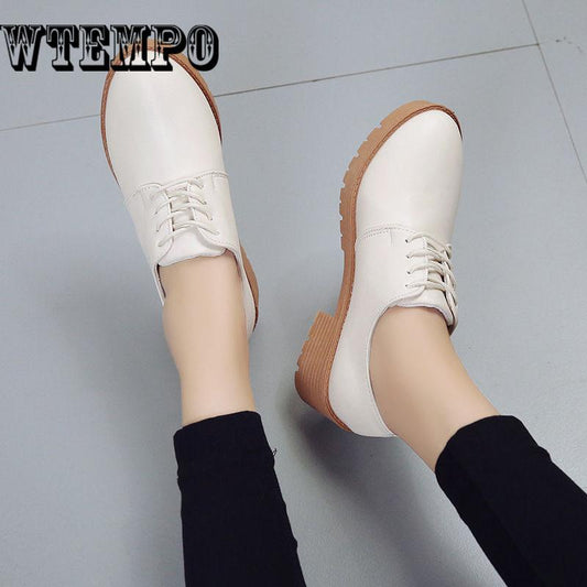 Leather Oxford Shoes Woman Street Brogues  Decoration Moccasins Soft Leather Shoes Flats