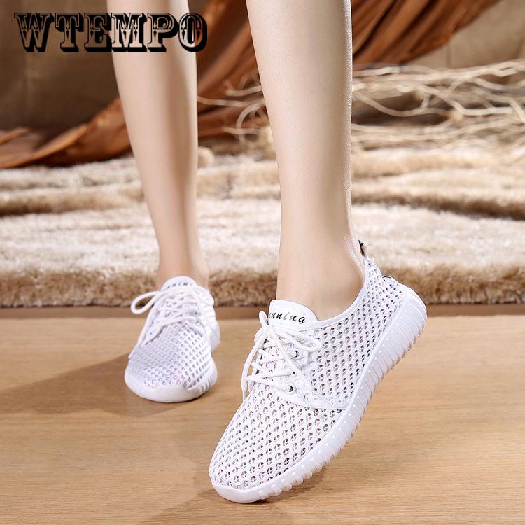 Flat Bottom Mesh Shoes Women's Lace-up Running Shoes Summer Breathable Mesh Shoes