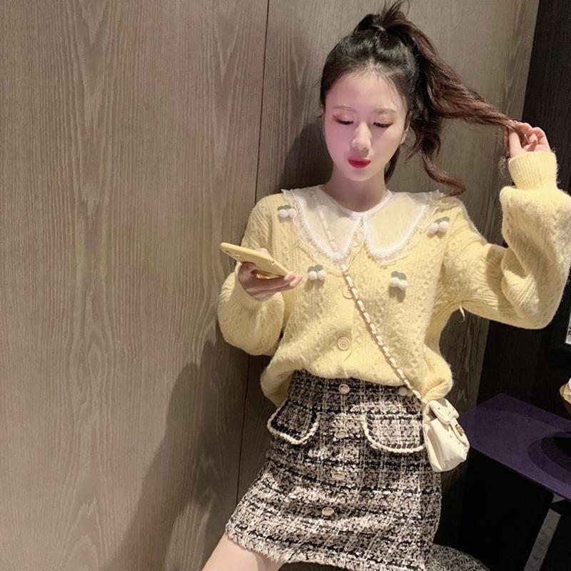 Spring  Autumn Loose Korean Short Style Knitwear Cardigan Women's Sweater Jacket Women's Long Sleeve All-match Top