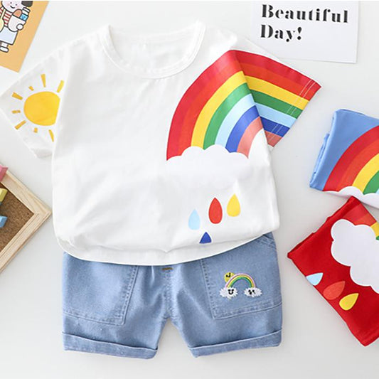 Baby Boy and Girl Summer Printing Short-sleeved Suit for Children 1-3 Years Old Baby Boy and Girl Summer Two-piece Suit