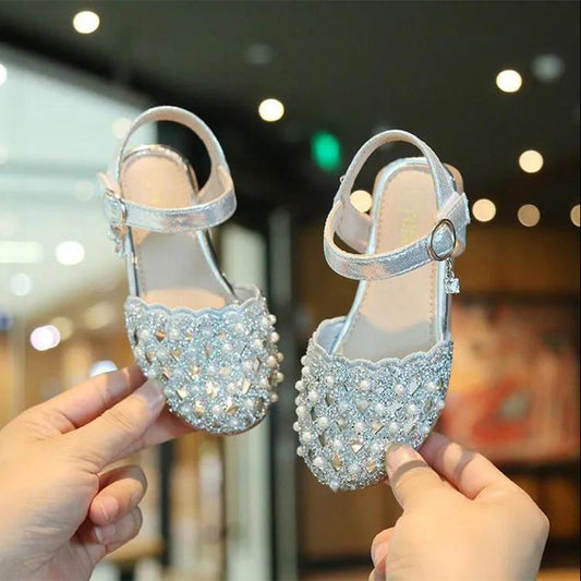 Girls' Sandals Children's Princess Shoes Summer New Fashion Outer Wear Sandals Big Girls Soft Bottom Hollow Pearl Sandals