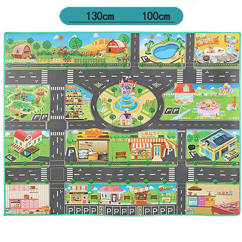 Children's Urban Traffic Scene Map Floor Mat Highway Road Parking Map Play House Game Baby Crawling Mat