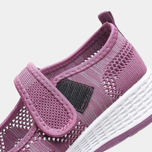 Women's Cloth Shoes Soft Soled Casual Sandals Mesh Breathable Velcro Walking Shoes Non Slip Flat Running Shoes