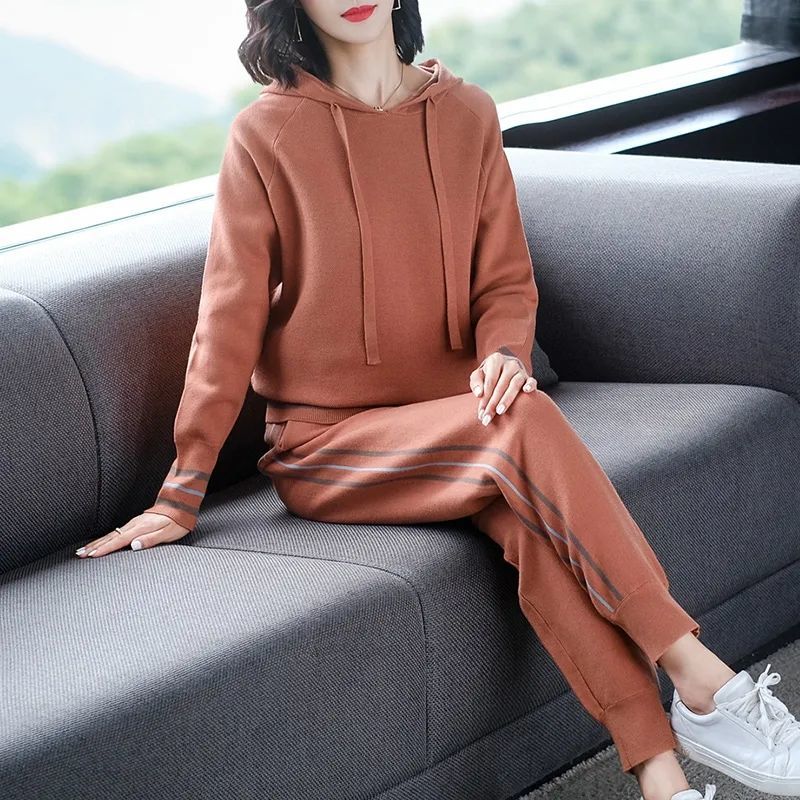 Two-piece Suit Sports and Leisure Suit Women's Spring and Autumn Korean Style Loose and Thin Temperament Fashion Hooded Sweater