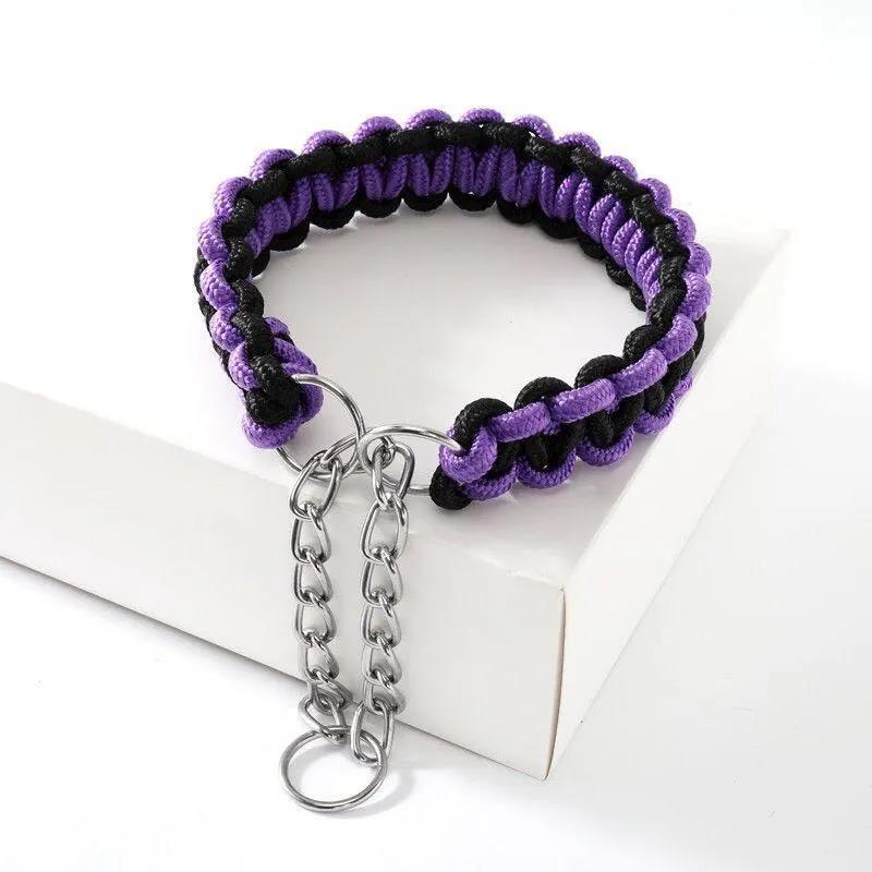 Dog Collar Labrador Chain Collar Puppy Necklace Adjustable Knitted Collar Pet Neck Medium Large Dog Walking Collar Pet Leash