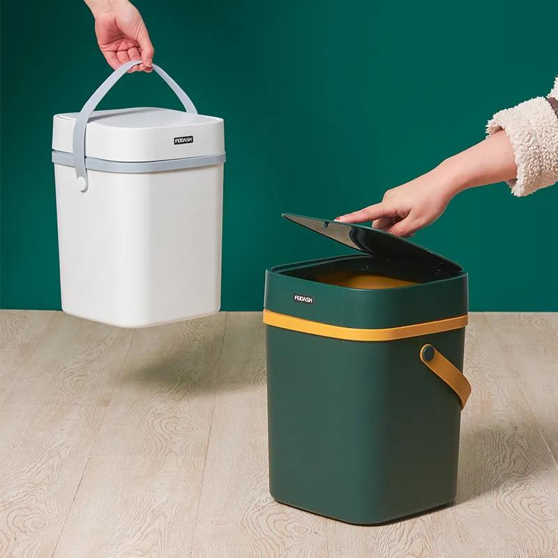 Trash Can with Lid Household Toilet Bathroom Kitchen Living Room Large-capacity Push-type Trash Can