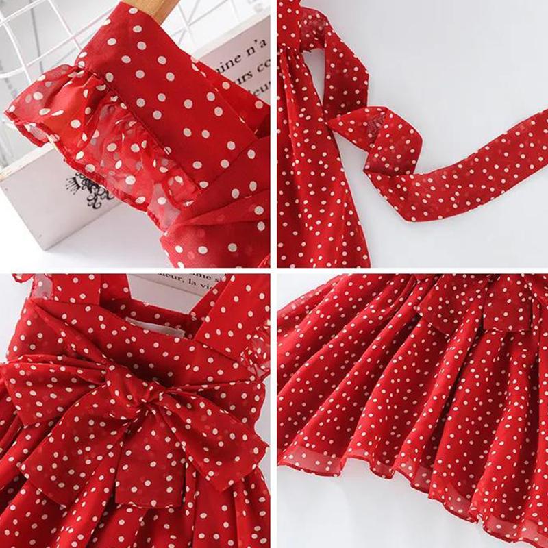 Girls Dress Summer Children Chiffon Polka Dot Princess Dress Baby Girl Western Style Dress Little Girl