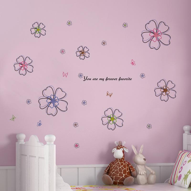 Lucky flower living room bedroom decoration pvc removable you are my forever favorite wallpaper