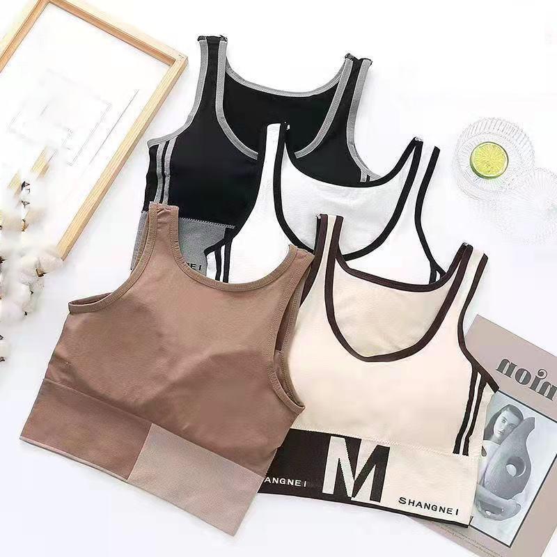 Women's Sports Underwear Tube Top with A Rimless Fitness Bra Gathered Together Wearing A Shockproof Running Yoga Vest Workout Tank Tops