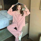 Women's Long Sleeve Pajamas Set Gold Edge V-neck Sexy Stripes Lotus Leaf Sleeves Pjs Two-piece Set Loose Home wear Outerwear