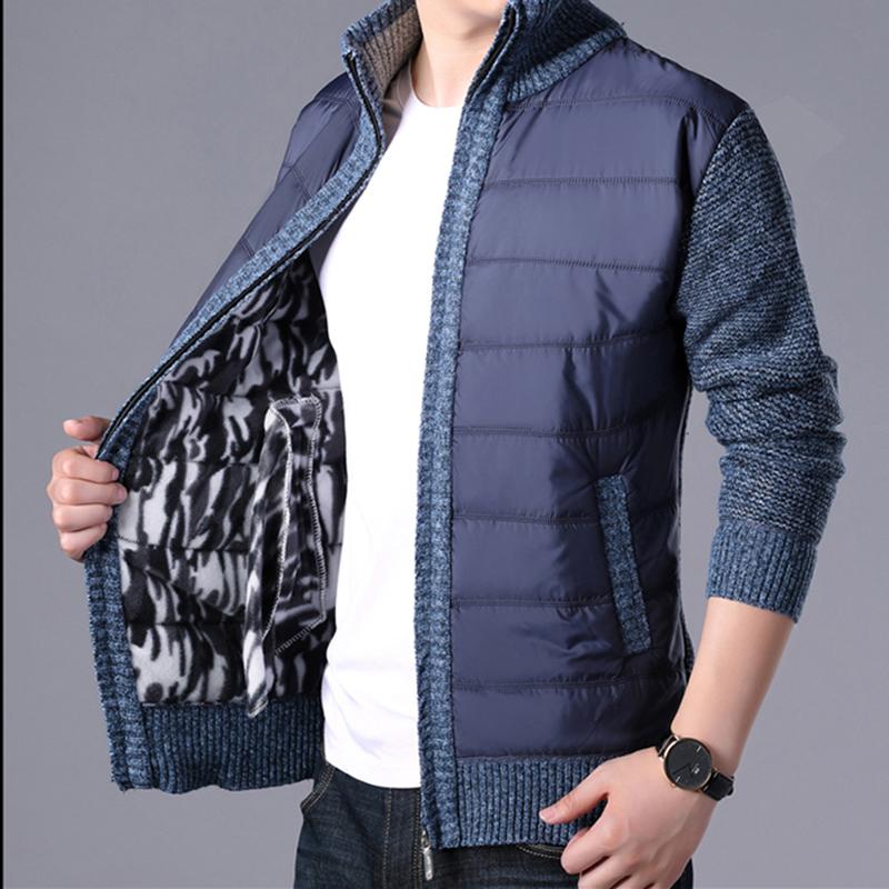 Men's Winter Cotton Jacket Fashion Splicing Cotton Padded Jacket Fleece Warm Down Jacket