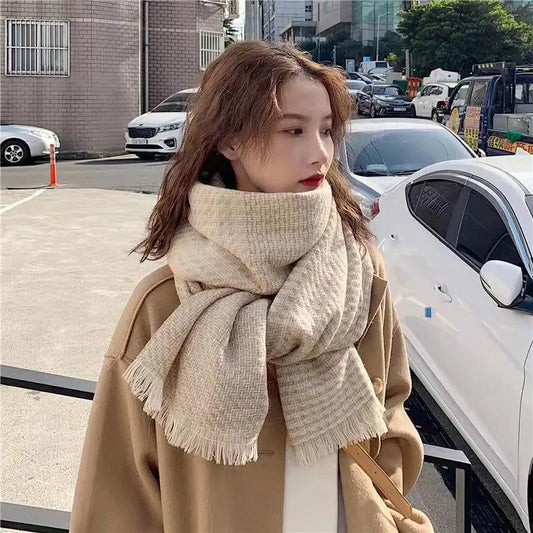 Winter Korean Plaid Scarf Women's Fashion Wild Warm Thicken Couple Scarf Shawl