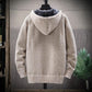 Plus Velvet Thick Sweater Jacket Men's Jacket Knit Cardigan Trend Handsome Autumn and Winter Hooded Warmth