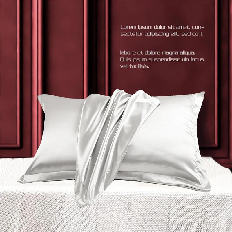 A Pair of Silk Pillowcases Skin-friendly Soft Solid Color Pillowcase 48*74cm Bedroom Double Pillowcase