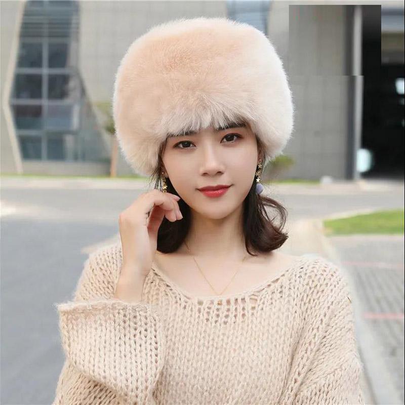 Autumn and Winter Women's Plush Hat Korean Rabbit Fur Headgear Thickened Warm Empty Top Hat