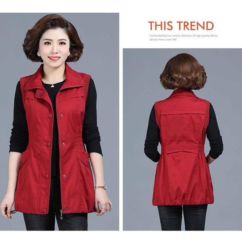 Spring and Autumn Middle-aged and Elderly Women's Mothers Wear Vest Vest Slim Slim Waistcoat Jacket Waistcoat Loose Ladies Tops