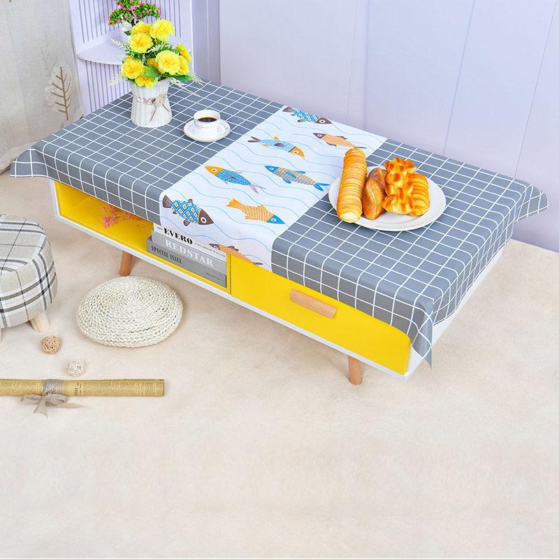 Tablecloth Waterproof and Oil-proof Disposable Pvc Table Mat Desk Cover Cloth Nordic Rectangular Home Coffee Table Cloth Fabric