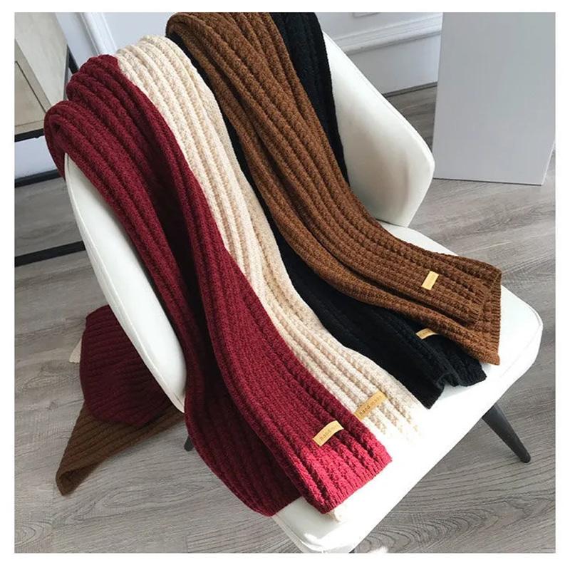 Women's Winter Scarf Korean Style All Match Hand-knitted Thick Scarf Long Wrap Shaml Solid Neck Collar Scarf Warm Knitting Scarves