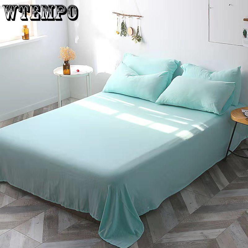 Spring Summer Solid Color Summer Thin Bed Linen Single-piece Washed Cotton Bed Linen Plus Bed Linen Extra Large Family