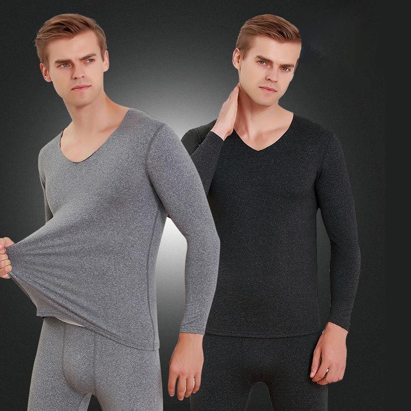 Winter Thermal Underwear V-neck Tops Pants Men Autumn Clothes Tight Suit Thicken Windproof Comfortable Soft Lining Long Sleeve High Elasticity Slim