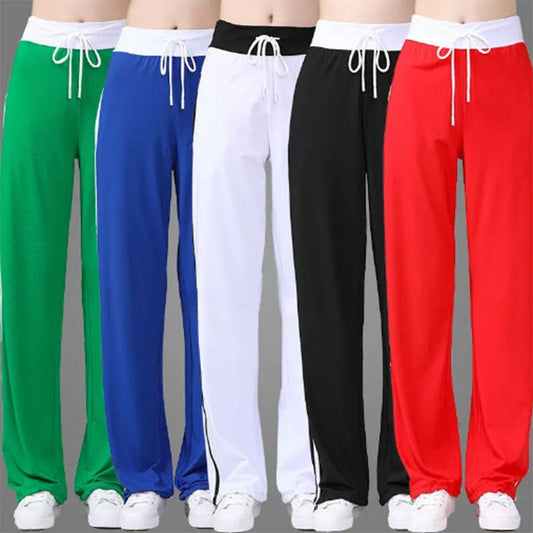 Women's Running Fitness Quick-drying Pants Sports Pants Student Striped Loose Casual Slimming Elastic Straight-leg Pants