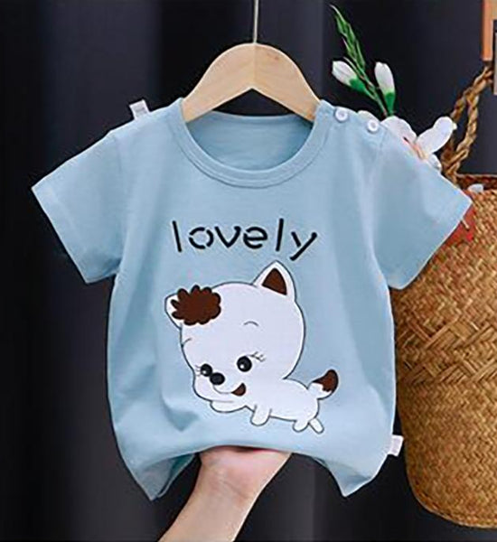 Summer Kids Cute Printing T Shirts Short Sleeve Tops Korean Style O-neck Loose T Shirts For Children Girls and Boys